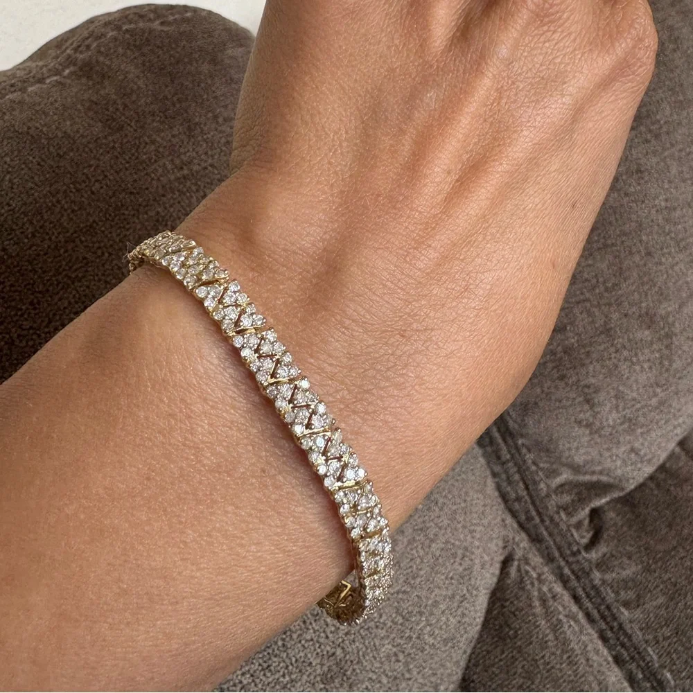 Elegant 6.5 CT Natural Diamonds Bracelet 14K Yellow Gold 7” Length - Picture 6 of 15